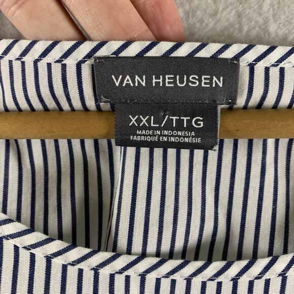 Van Huesen Womens Striped Top Sz XXL Bell Sleeve Tie New England Coastal Preppy - Picture 6 of 10